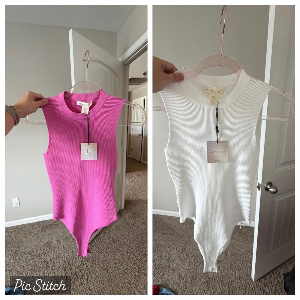 Unbranded Women's White and Pink Bodysuit